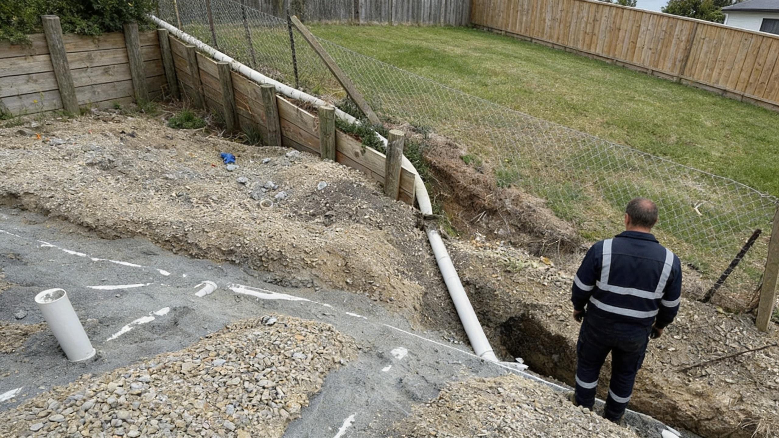 Drain Ranger team working on drainage installation in Auckland